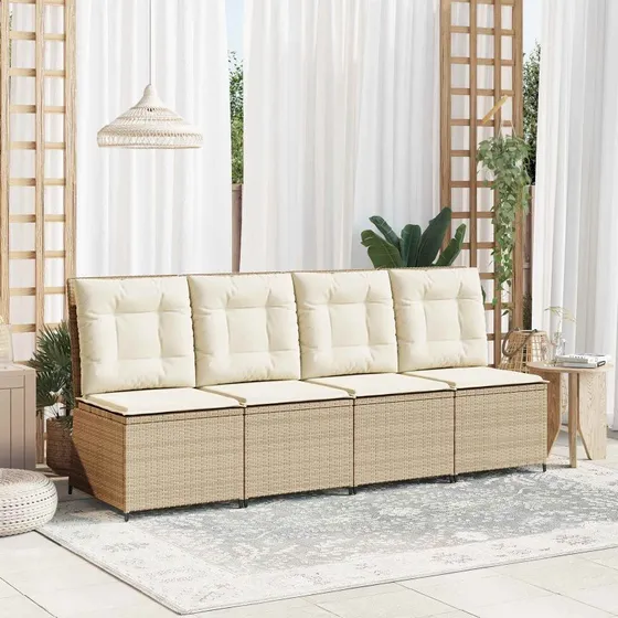 Havemøbelsofa i polyrattan med pude – Sort/Creme