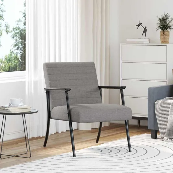 Moderne lænestol i gråbrun stof 59x75x78 cm