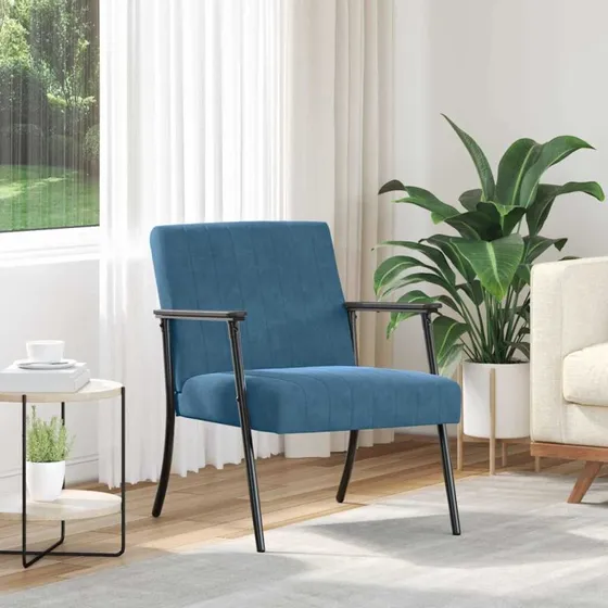 Blå fløjl lænestol 59x75x78 cm – moderne komfort
