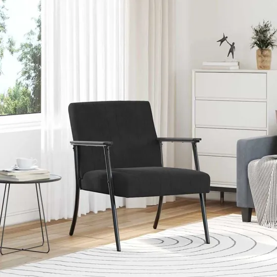 Sort fløjlslænestol 59x75x78 cm – moderne komfort