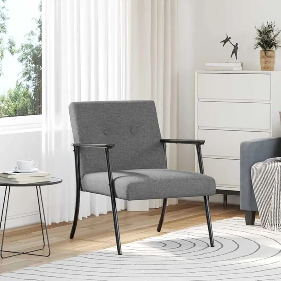 Lænestol mørkegrå stof 59x75x78 cm - fløjlslook