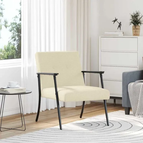 Lænestol Creme i fløjl 59×75×78 cm