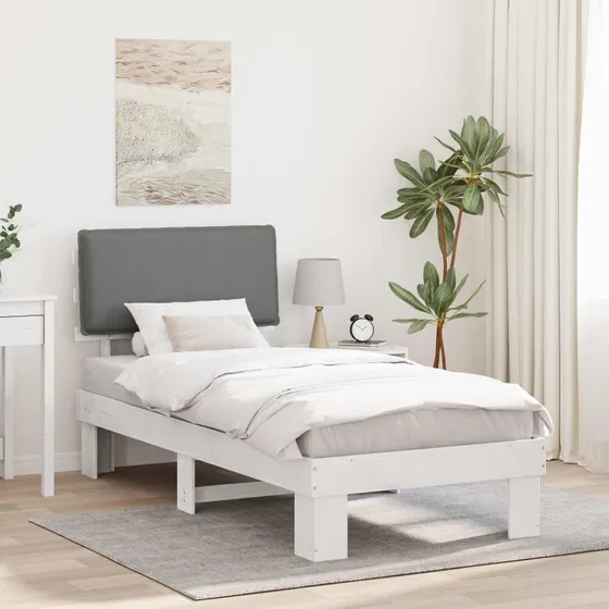 Sengestel med polstret hovedgavl 100x200 cm lysegrå