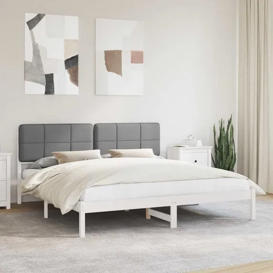 Sengestel med polstret hovedgavl, sort 120x200 cm