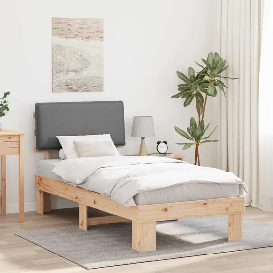 Sengestel 90x190 med polstret hovedgavl - Lysegrå
