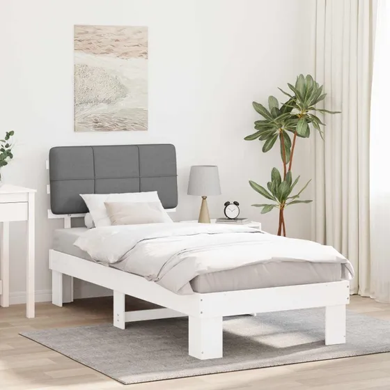 Sengestel 100x200 med Polstret Hovedgavl Lysegrå