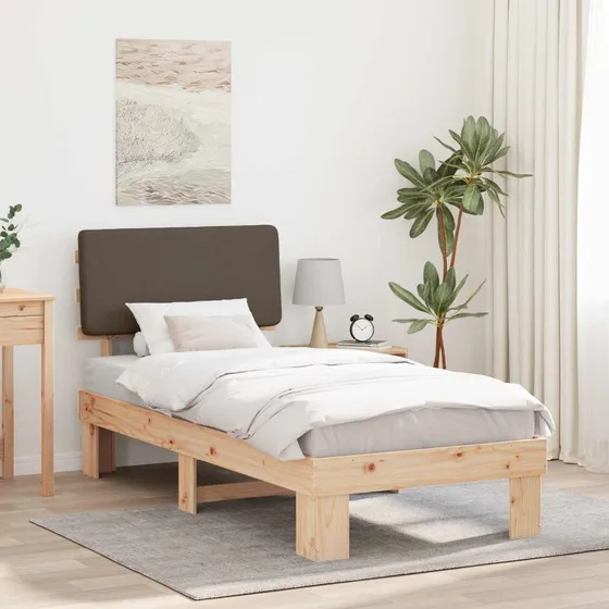 Sengestel med polstret hovedgavl 100x200 cm – gråbrun