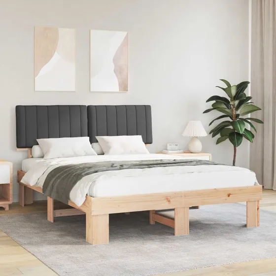 Sengestel 160x200 med polstret mørkegrå hovedgavl