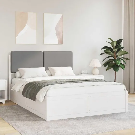 Sengestel 160x200 med polstret hovedgavl - mørkegrå