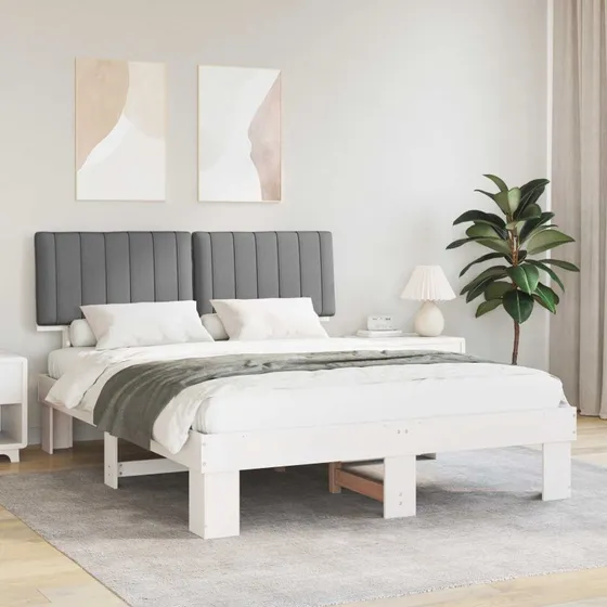 Sengestel med polstret hovedgavl 160x200 lysegrå