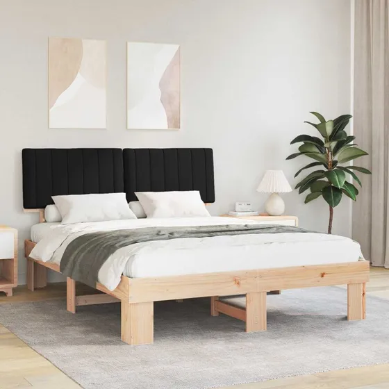 Sengestel med polstret hovedgavl sort 150x200 cm