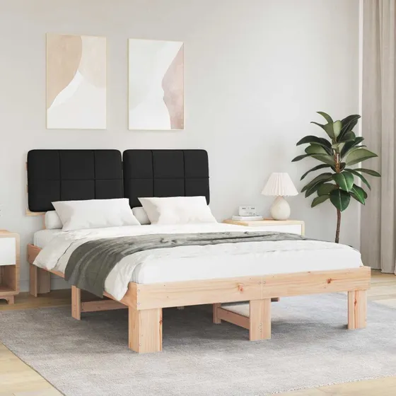Sengestel 150x200 cm med polstret hovedgavl - Sort