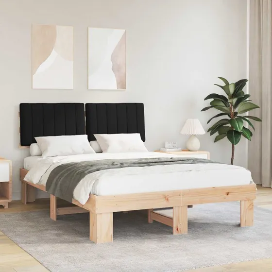 Sengestel med polstret hovedgavl, sort 135x190 cm