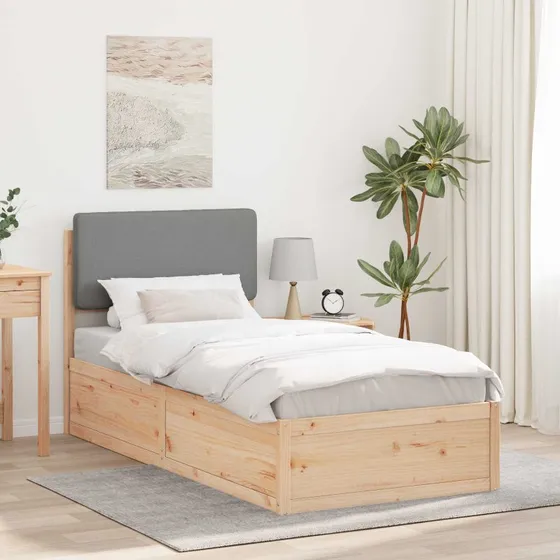 Sengestel med Polstret Hovedgavl Lysegrå 100x200 cm