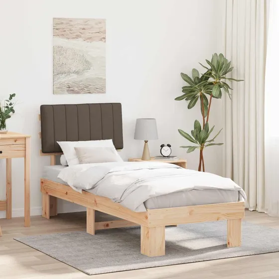 Sengestel 80x200 med polstret hovedgavl – gråbrun fyrretræ