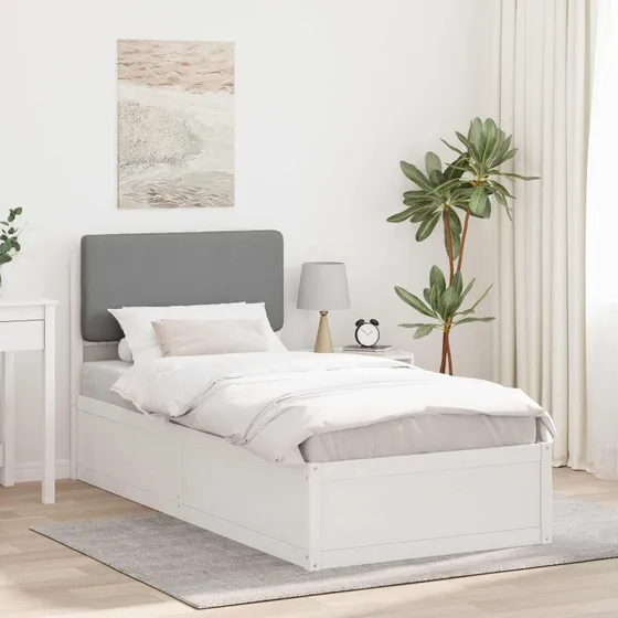 Sengestel med polstret hovedgavl 100x200 cm - Lysegrå