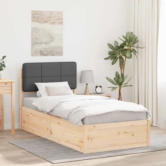 Sengestel med polstret hovedgærde 100x200 cm mørkegrå