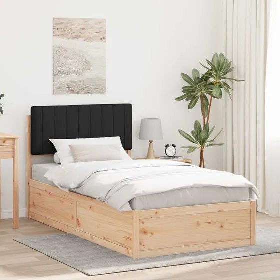 Sengestel med polstret hovedgavl 100x200 cm - Sort