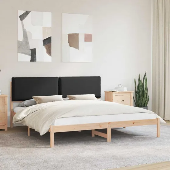 Sengestel med polstret hovedgærde, sort 180x200 cm