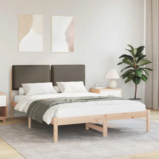 Sengestel 120x190 cm med polstret hovedgavl, gråbrun