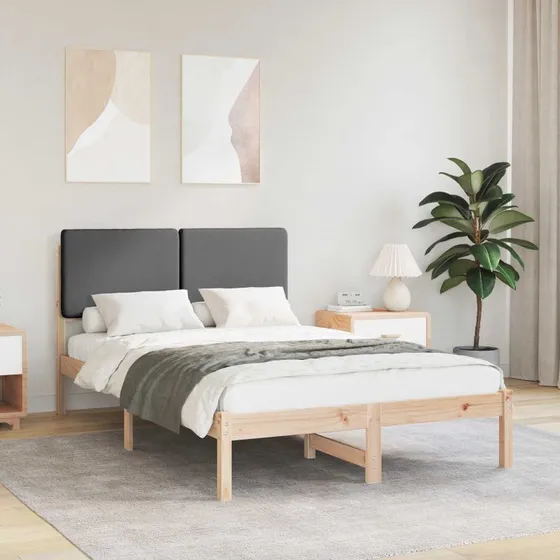 Sengestel 120x190 cm med polstret hovedgavl, mørkegrå