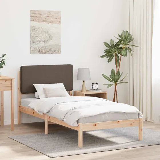 Sengestel 90x200 med polstret hovedgavl – gråbrun