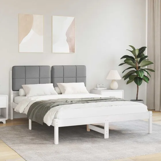 Sengestel 160x200 med polstret hovedgavl, lysegrå