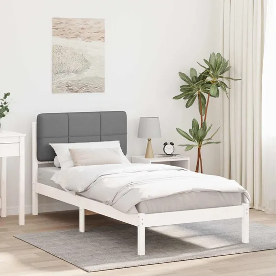 Sengestel 100x200 med polstret hovedgærde – lysegrå