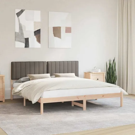 Sengestel med polstret hovedgærde 180x200, gråbrun