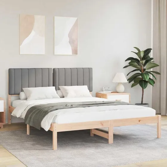 Sengestel med polstret hovedgavl 160x200 - Lysegrå