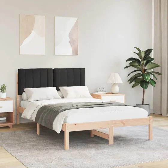 Sengestel med polstret hovedgavl 120x190 cm – sort