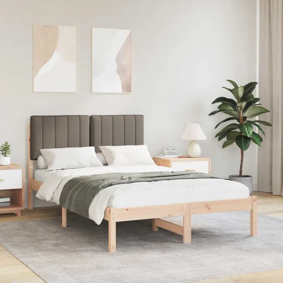 Sengestel 120x190 cm med polstret hovedgavl, gråbrun