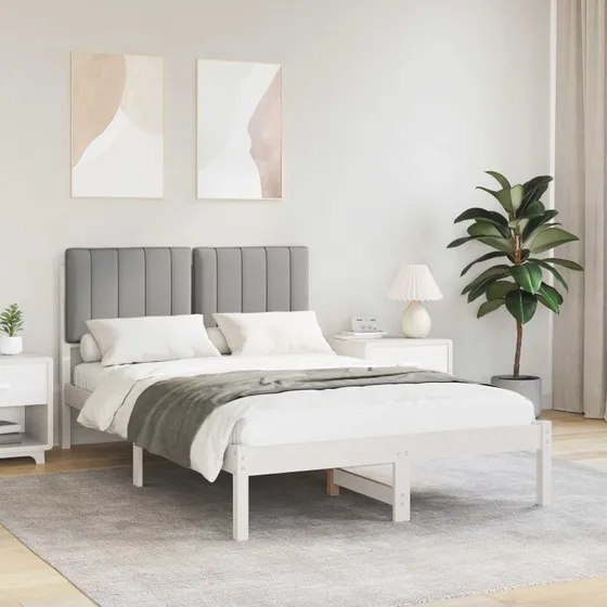 Sengestel med polstret hovedgavl 120x190 cm, lysegrå