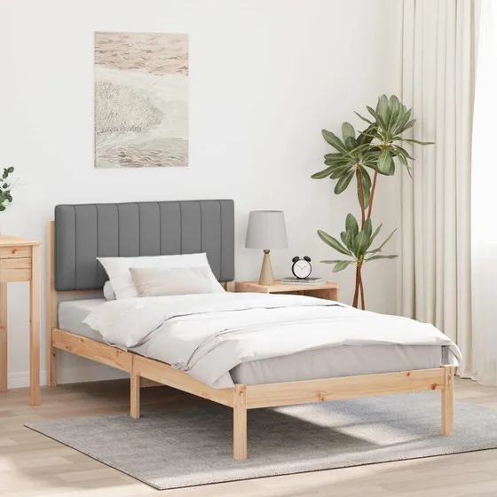 Sengestel 100x200 med polstret lysegrå hovedgavl
