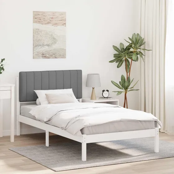 Sengestel i massivt fyrretræ med polstret hovedgavl 100x200 cm