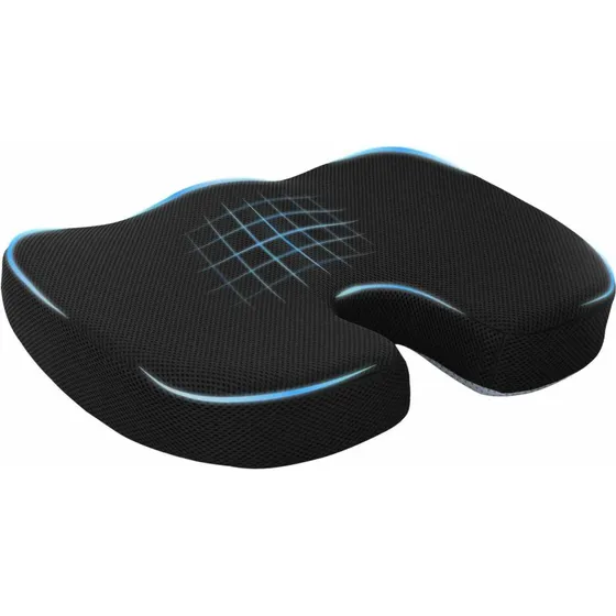 Sædehynde Memory Foam Sort 47 x 37 x 8 cm Åndbar