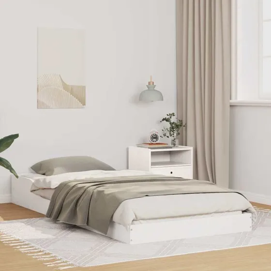 Sengestel i massivt fyrretræ, hvid 75x190 cm