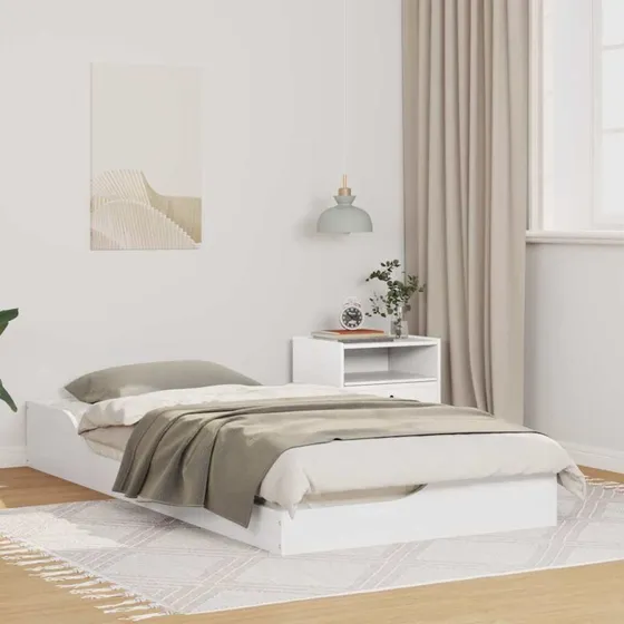 Sengestel Gulv Hvid 75x190 cm Massivt fyrretræ