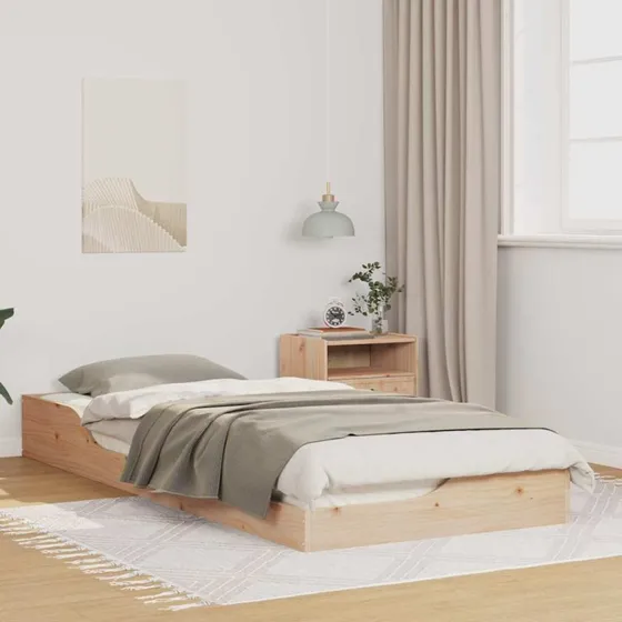 Gulvseng i massivt fyrretræ 100x220 cm - Brun