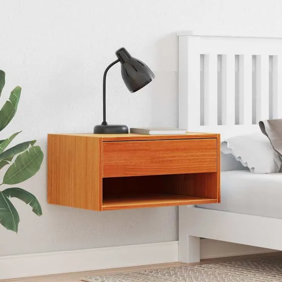 Sengebord 2 stk i massivt fyrretræ, gyldenbrun 50×32,5×24 cm