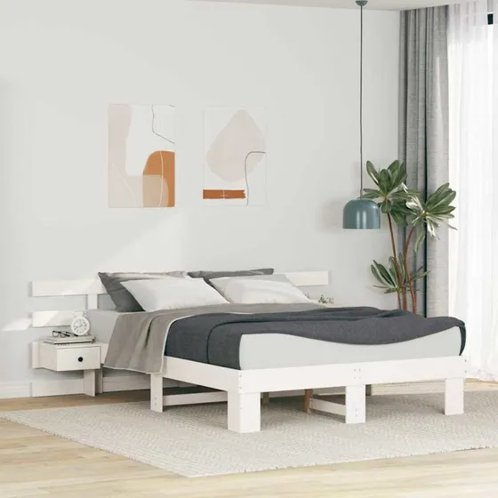 Sengestel i massiv fyrretræ med hovedgærde 160x200 cm