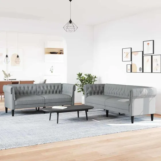 Lysegrå sofasæt i stof (2 dele) – tidløs komfort