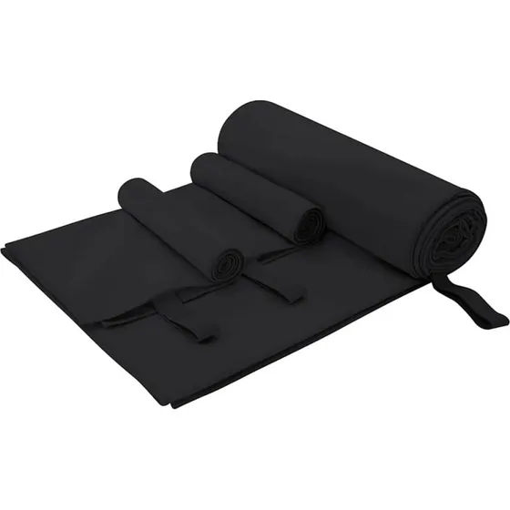 Sports håndklæde sæt 3 stk sort – polyester/polyamid