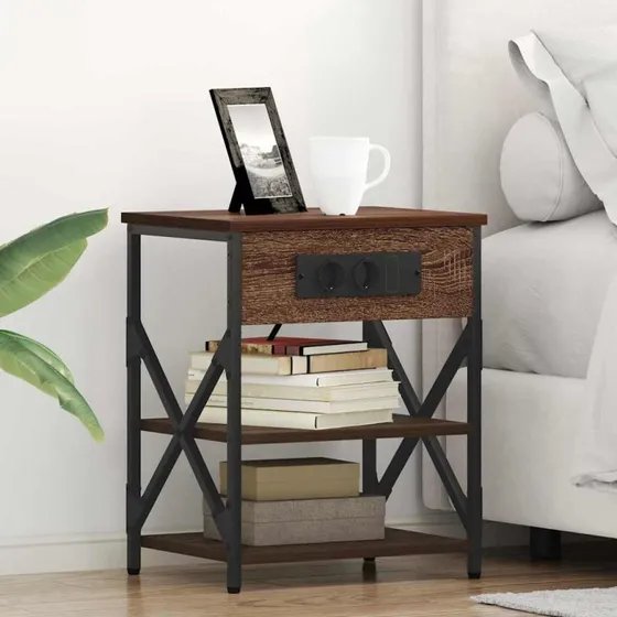 Natskab med lade- og hylde i brun eg 41x31x51 cm