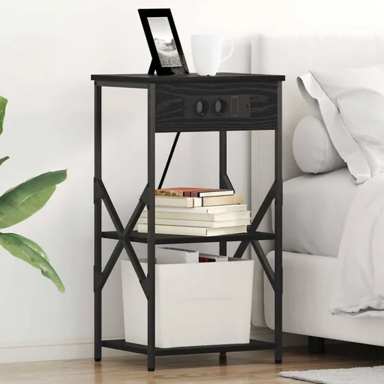 Natskab i sort eg med hylde 41x31x76 cm