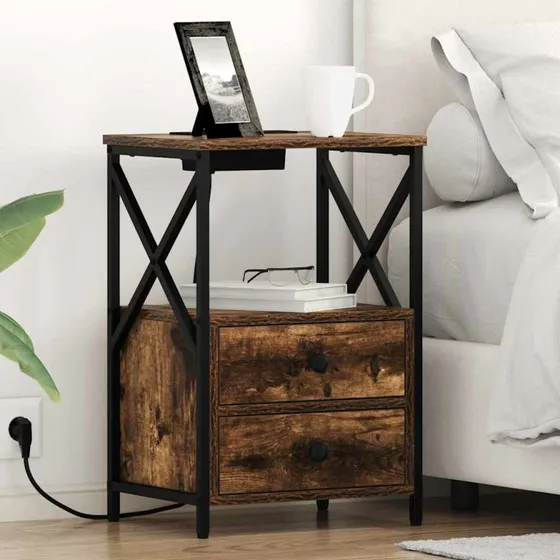 Natskab røget eg med ladefunktion 40x31x60 cm