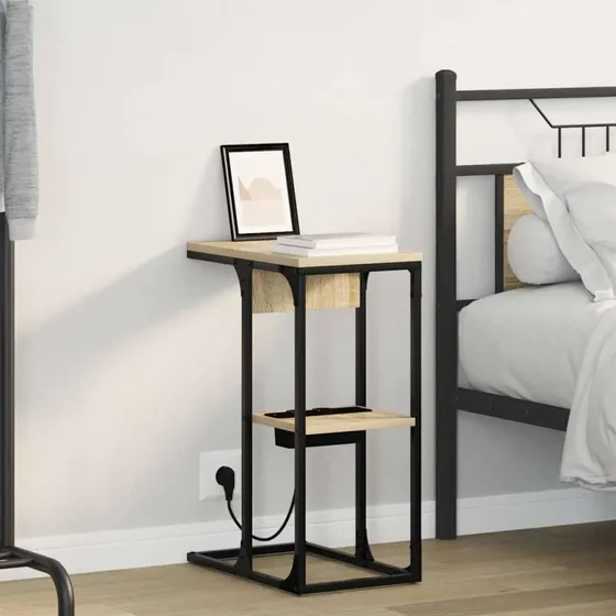 Sengebord Sonoma-eg 41,5 x 26 x 60,5 cm - konstrueret træ
