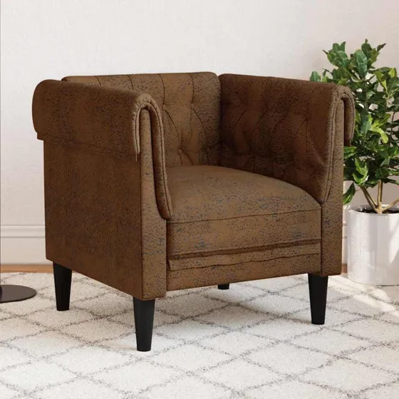Chesterfield sofa brun 78,5×74,5×74,5 cm, polyester