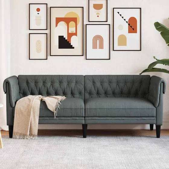 Chesterfield Sofa Mørkegrå 201,5 x 74,5 x 74,5 cm