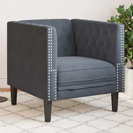 Chesterfield fløjlssofa mørkegrå, kompakt design